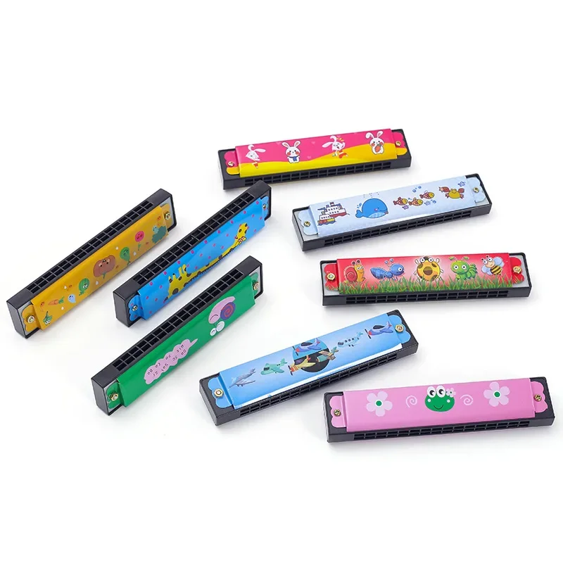 Jouet d'instrument de musique à double rangée pour enfants, harmonica de dessin animé à 16 trous, écoute de la musique, convient aux bébés, 10 pièces