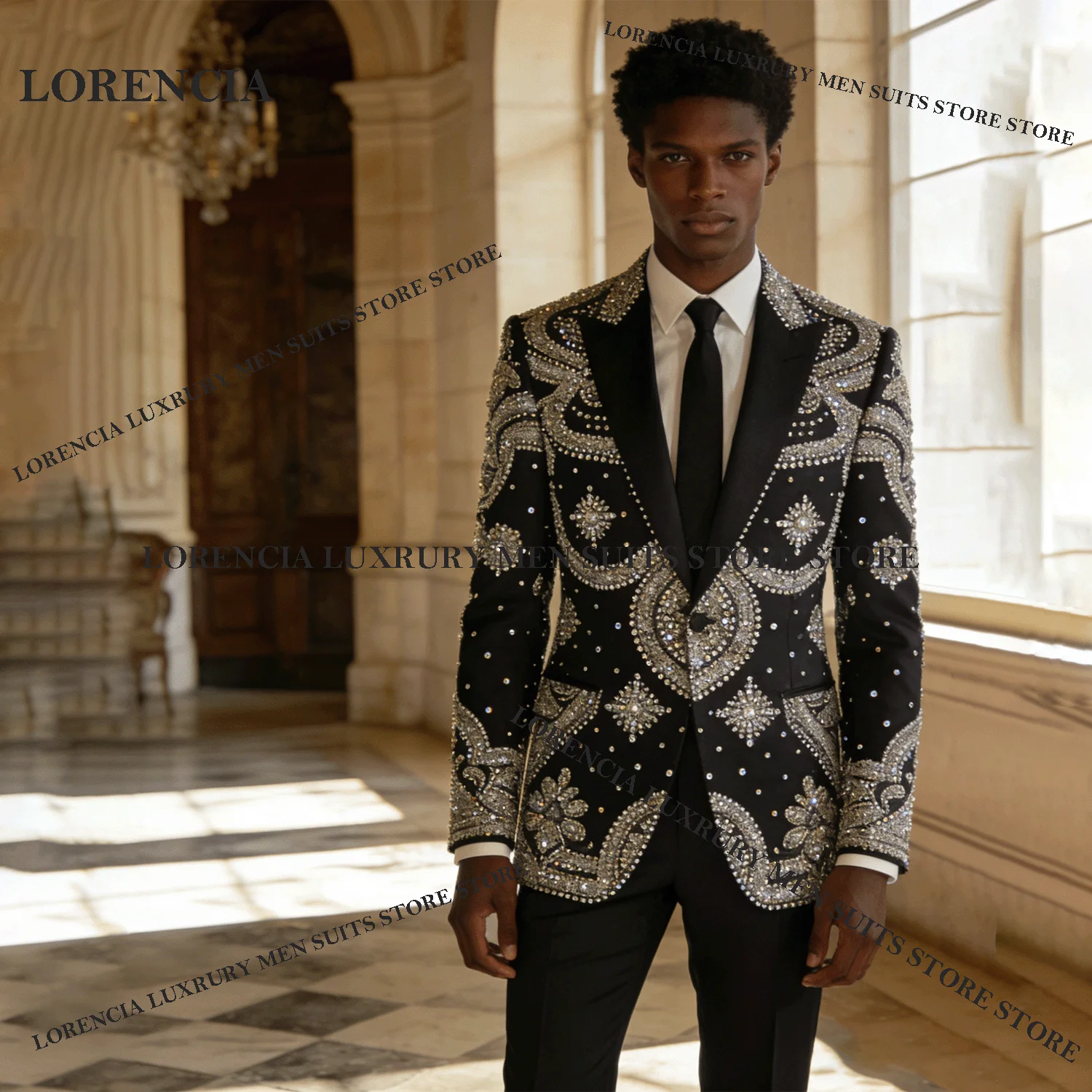 

Блестящие мужские костюмы с бриллиантовым дизайном по индивидуальному заказу, модные свадебные смокинги, изысканные тонкие Ropa hombre, комплекты из 2 предметов, мужские пиджаки для жениха