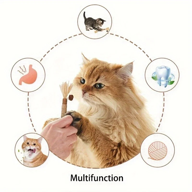 1 Pc Cat Toys Silvervine Chew Stick Polygonum Kitty Raffia Grass Pet Supplies Cleaning Teeth Stick Pet Bite Cat Toy Hemp Rope image 6