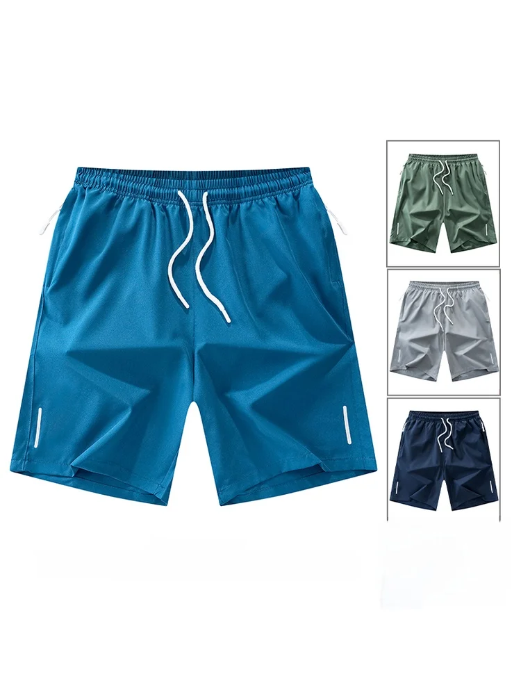 

Мужские спортивные брюки из ледяного шелка: летние, тонкие, повседневные, свободные, дышащие, быстросохнущие, длиной до колена, модные, прямого кроя