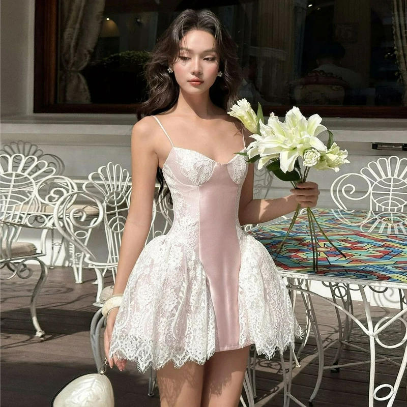 

French Court-style Elegant Lace Crochet Halter Dress for Women 2026 Summer New Fashion Sexy Heavy Industry Gorgeous A-line Dress