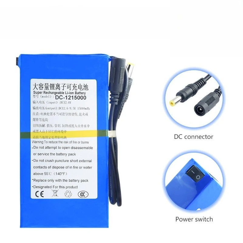 12V Polymer Lithium Battery 15000mAh LED Solar Energy Storage Street Light Monitoring Motor Equipment Rechargeable Battery