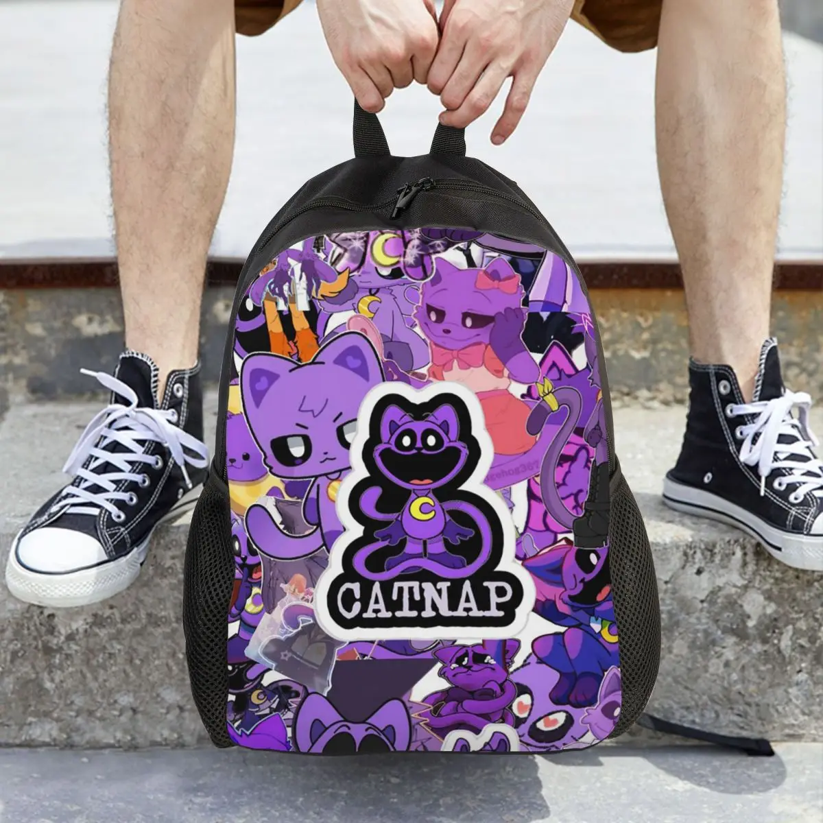 Catnap Smiling Critters Cartoon Backpack Daypack Large Capacity Boys Girls BookBag School Bag Shoulder Bags for Men Women