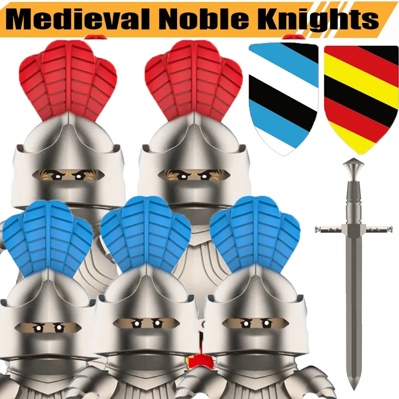 Medieval England Knights Building Blocks Figures Accessories Helmet Armor Shield Sword MOC Bricks Toys Gifts