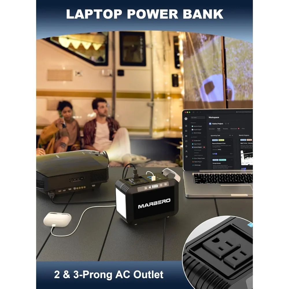 بنك طاقة محمول مع مخرج تيار متردد، شاحن بطارية كمبيوتر محمول بقدرة 24000 مللي أمبير في الساعة، ذروة 120 وات للتخييم في حالات الطوارئ #3