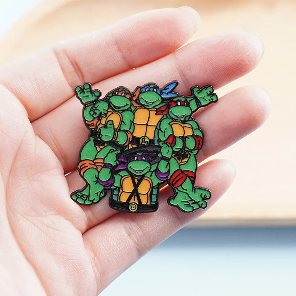Cartoon Teenage Mutant Ninja Turtles Enamel Pin Four Turtles Group Metal Brooch Lapel Badge Backpack Hat Clothes Decor