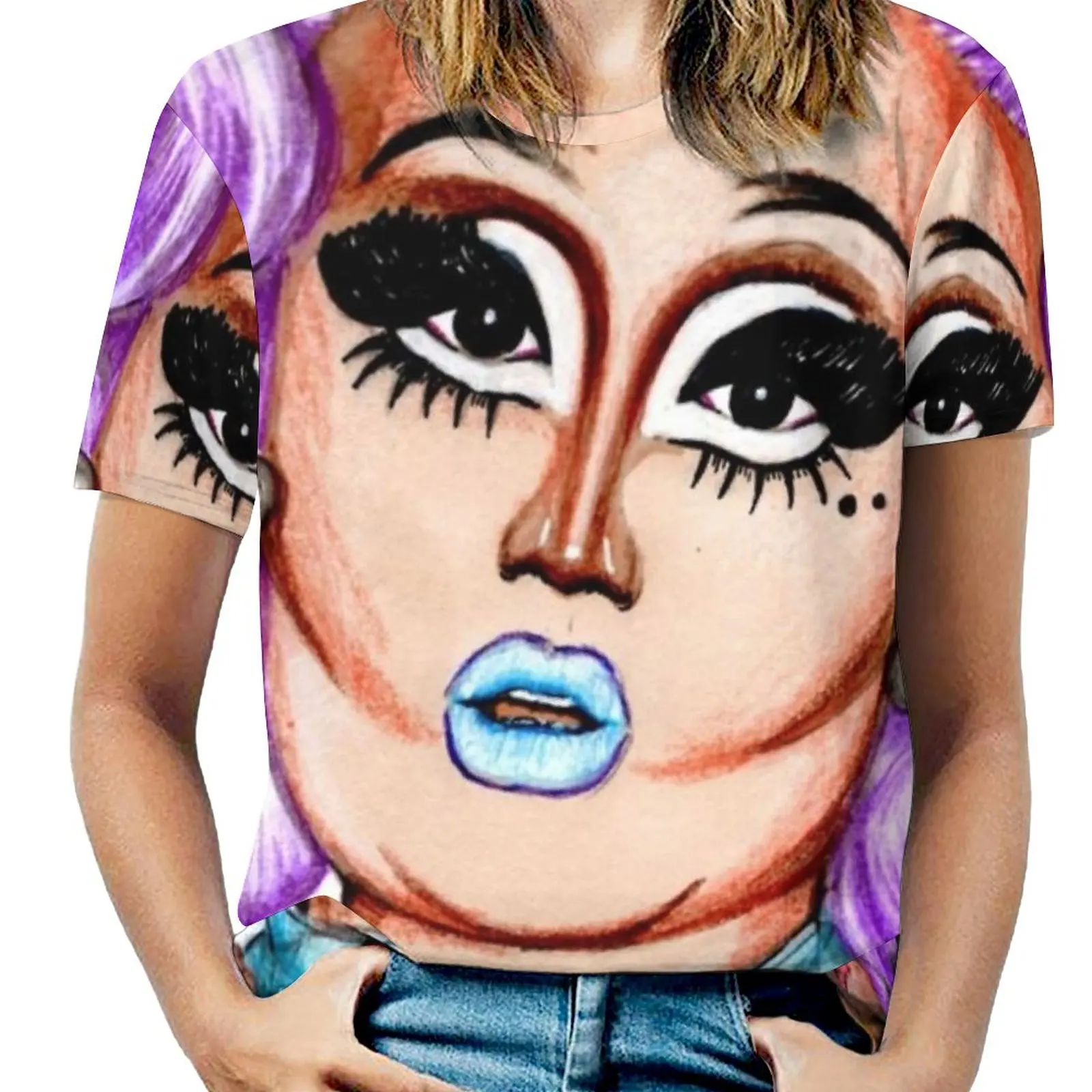 More Kim Chi Fashion Print Women Ladies Girls T-Shirt Harajuku Round Neck Short Sleeve Tops & Tees Rupauls Drag Race Artists