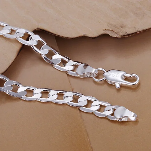 Silver color exquisite lobster claw clasp bracelet fashion charm 6MM chain women men silver jewelry birthday gift H245