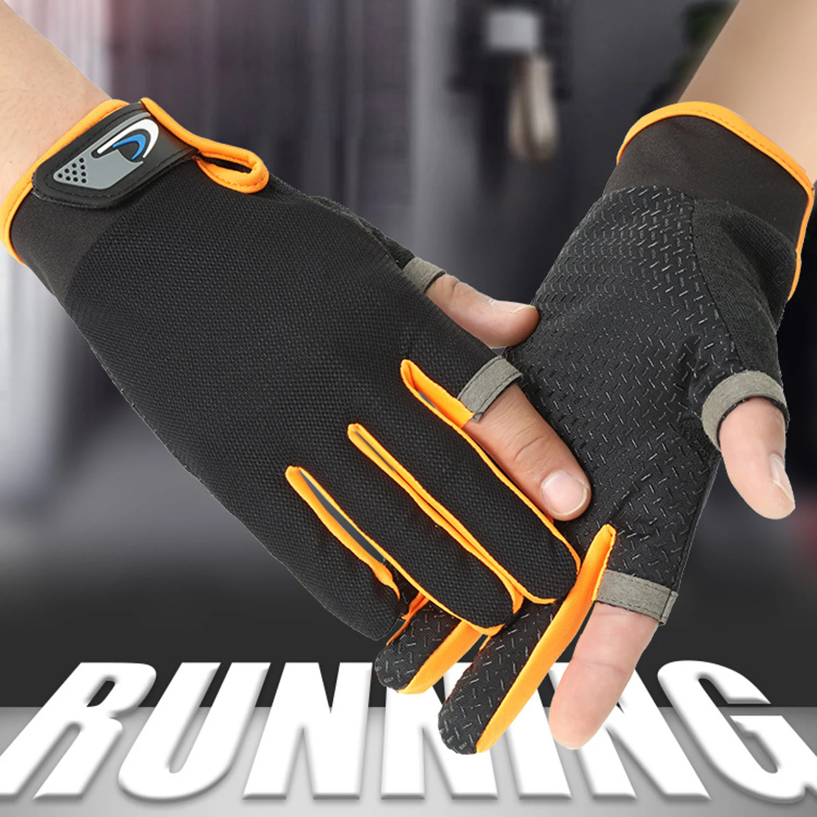 Summer Men Fishing Gloves Women Two Finger Cut Male Touchscreen Angling Anti-Slip Sun-Proof Breathable Cycling Fitness Gloves