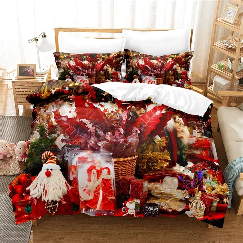 Santa Claus Bedding Set Duvet Cover New Year Gift Quilt Cover Boys Girls Bed Set Christmas Decorations House Bedding Set