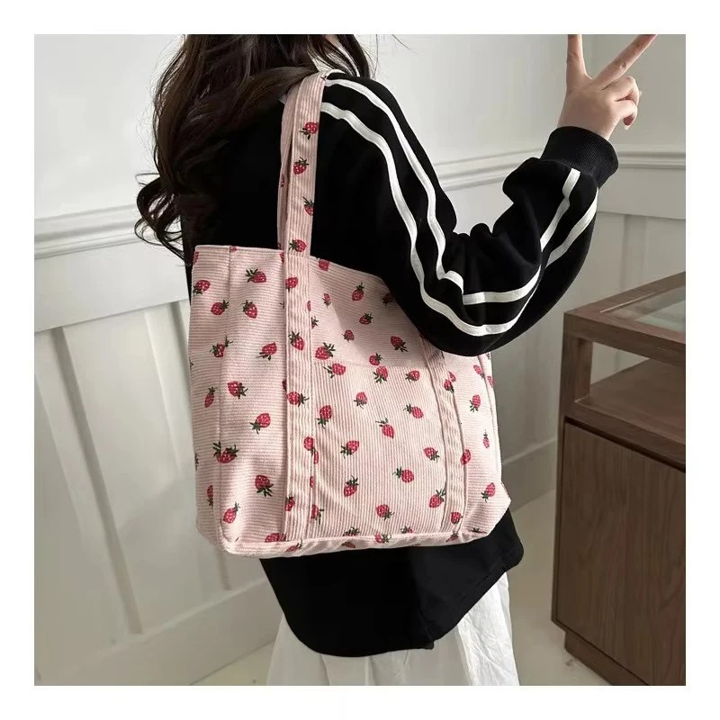 سروال قصير حقيبة يد الفراولة حقيبة شاطئية حقيبة كتف عصرية متعددة الاستخدامات سعة كبيرة بسيطة ركاب حقيبة حمل نسائية Bolsos