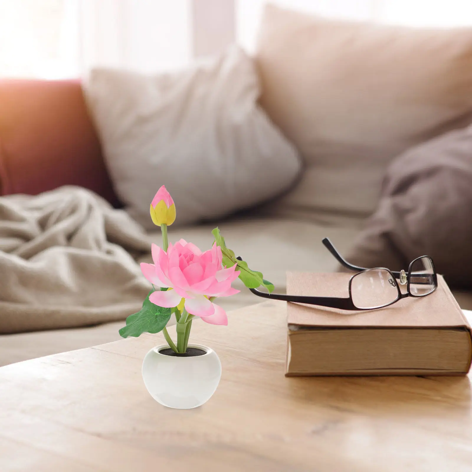 

Simulated Lotus LED Desk Light Small Table Lamp for Bedroom Study Room Home Decoration Night Lamp with Natural Texture Elegant