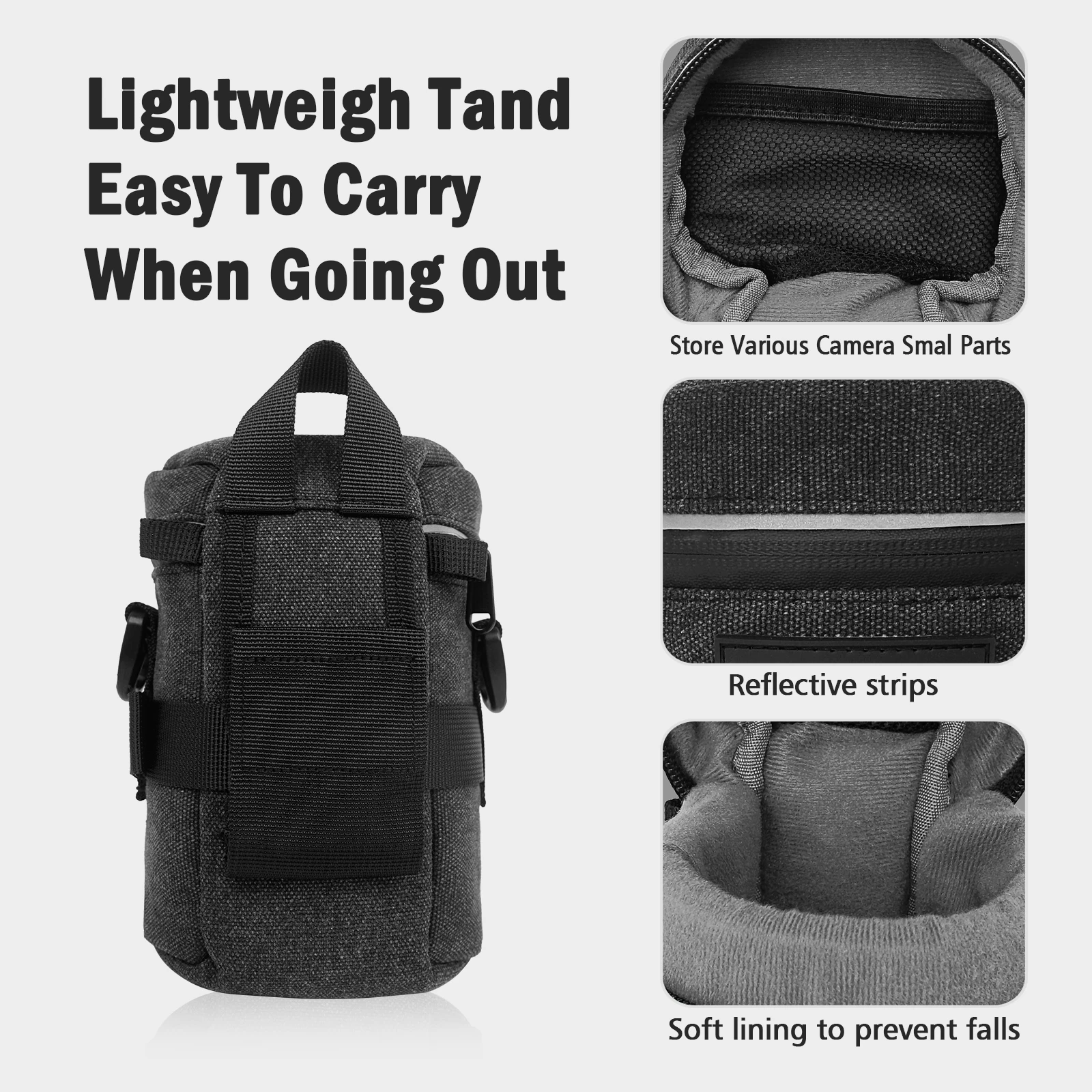 حقيبة عدسة الكاميرا الرقمية ذات العدسة الواحدة من القماش عالي الجودة للحماية الناعمة وحقيبة حمل وحقيبة كتف