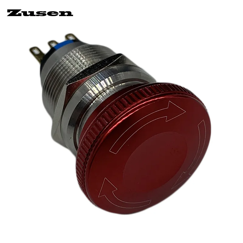 Zusen 22mm Tombol Tekan Darurat Logam Merah Bentuk Jamur IP65(ZS22F-11T/S)