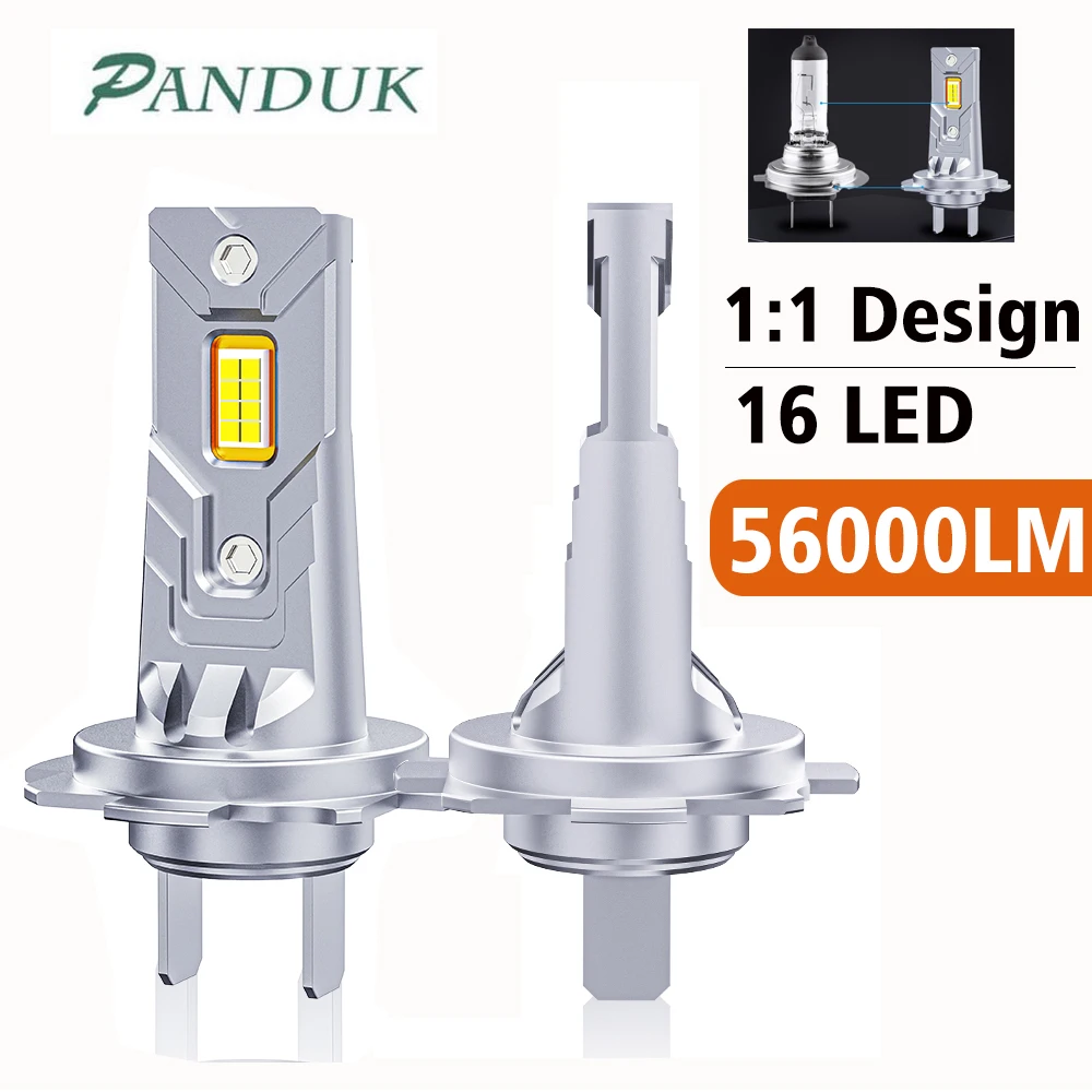 PANDUK H7 LED H11 Bulb Headlight 56000LM 80W  Kit Mini Wireless 6000K CSP for Car Headlamp 9005 9006 12V Auto Lamps H4 Turbo Led