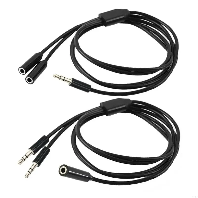 

77UB 2 in 1 3.5mm Earphone Splitter 3.5mm Male/Female to 2 Female/Male 2 Port Sound Output Cable Headsets Extension