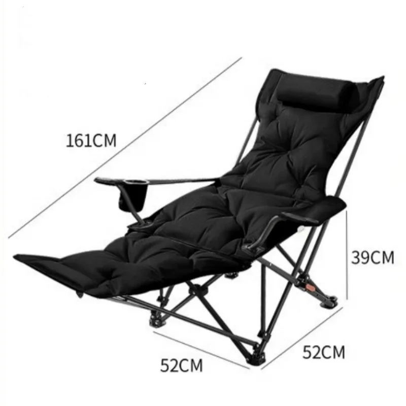 Folding Recliner Portable Camping Chair with Adjustable Backrest and Cotton-Filled Seat for Travel Beach Fishing Outdoor Chair image 3