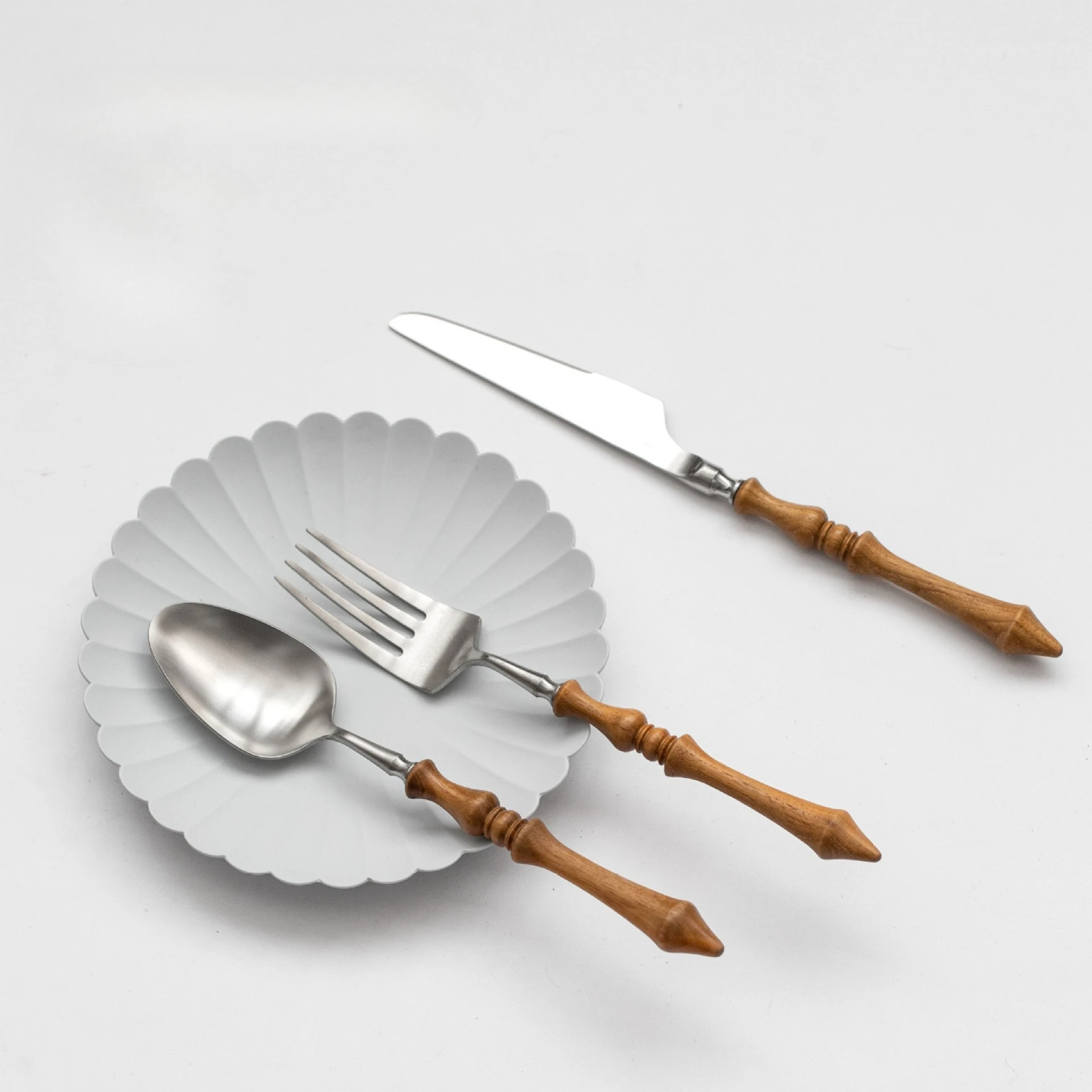 Myanmar Teak Wood Handle Knife Fork Spoon Stainless Steel Spoon Fork Western Tableware Steak Knife Household Spoon
