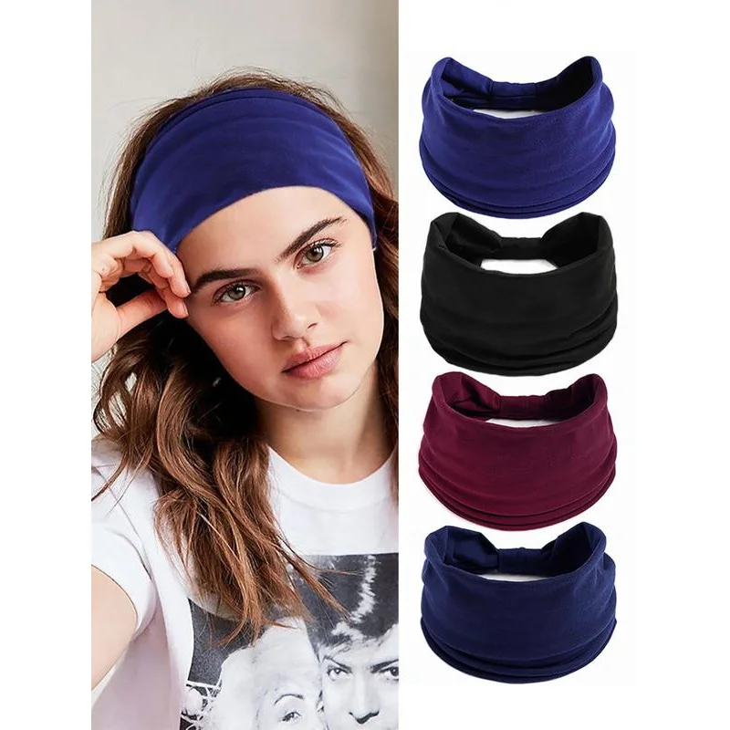 Summer 2024 Women's Simple Plain Color Elastic Hair Band for Women & Girls, Minimalist Headwear Suitable for Thick Hair, Fashion