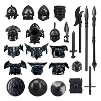 MOC Bricks Black Sword Shield Spear Halberd Helmet Medieval Knights Rome Action Figure Educational Building Block Gifts