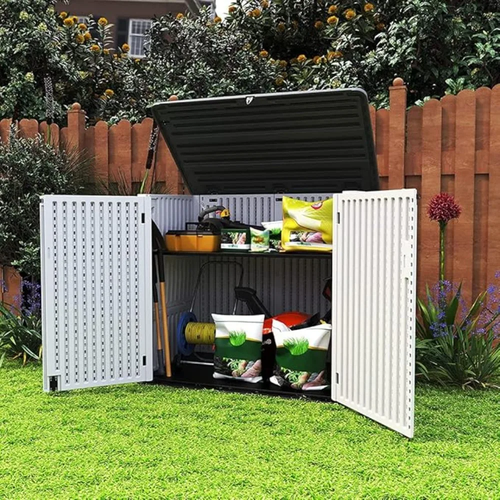 Outdoor Storage Shed, Horizontal Outdoor Storage Box Waterproof, Suitable for Garden, Patio, Backyard, 48 Cu ft Capacity