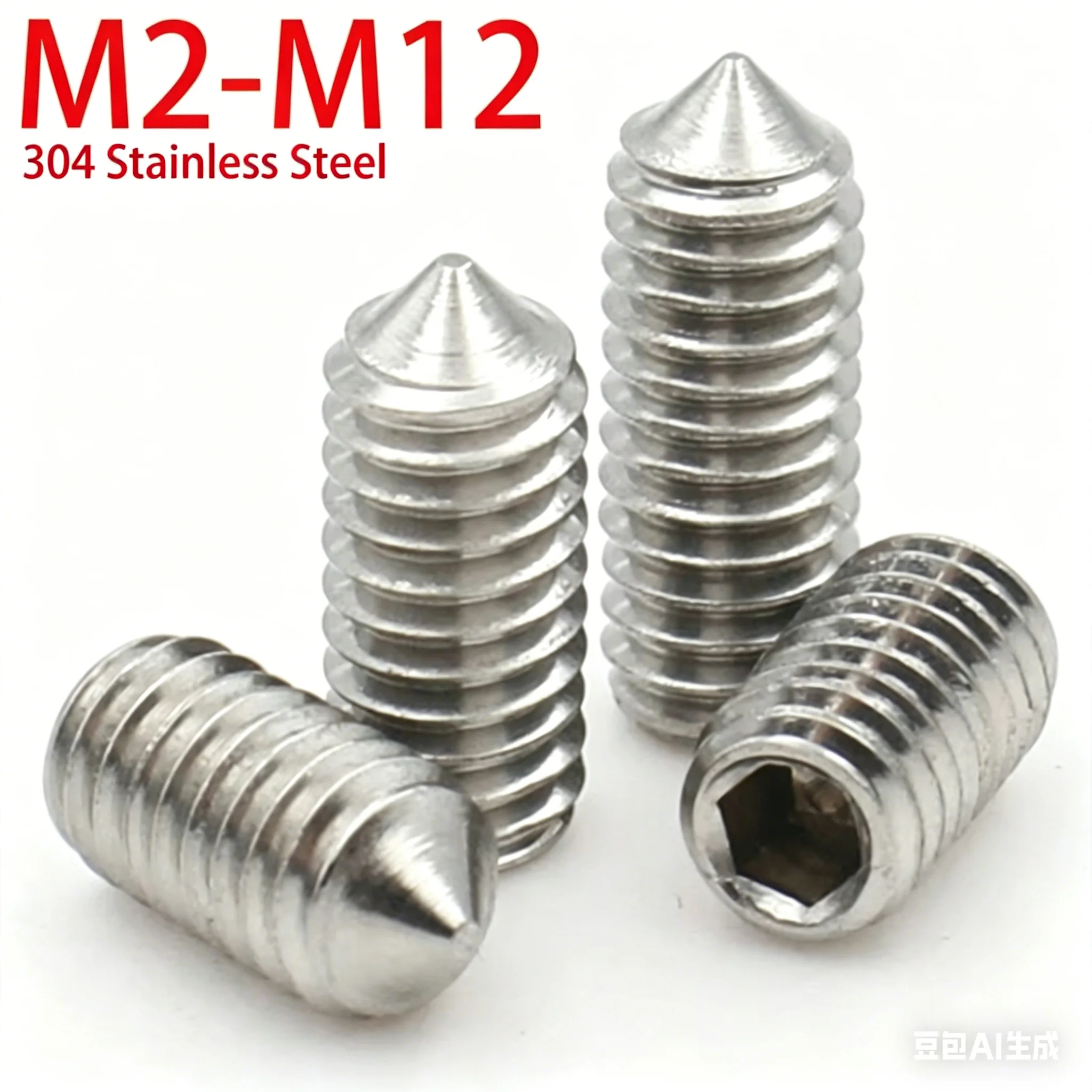 20/10/5pcs M2.5 M3 M4 M5 M6 M8 M10 M12 DIN914 304 Stainless Steel Hexagon Hex Socket Allen Cup Point Grub Screws Set Screw Bolt