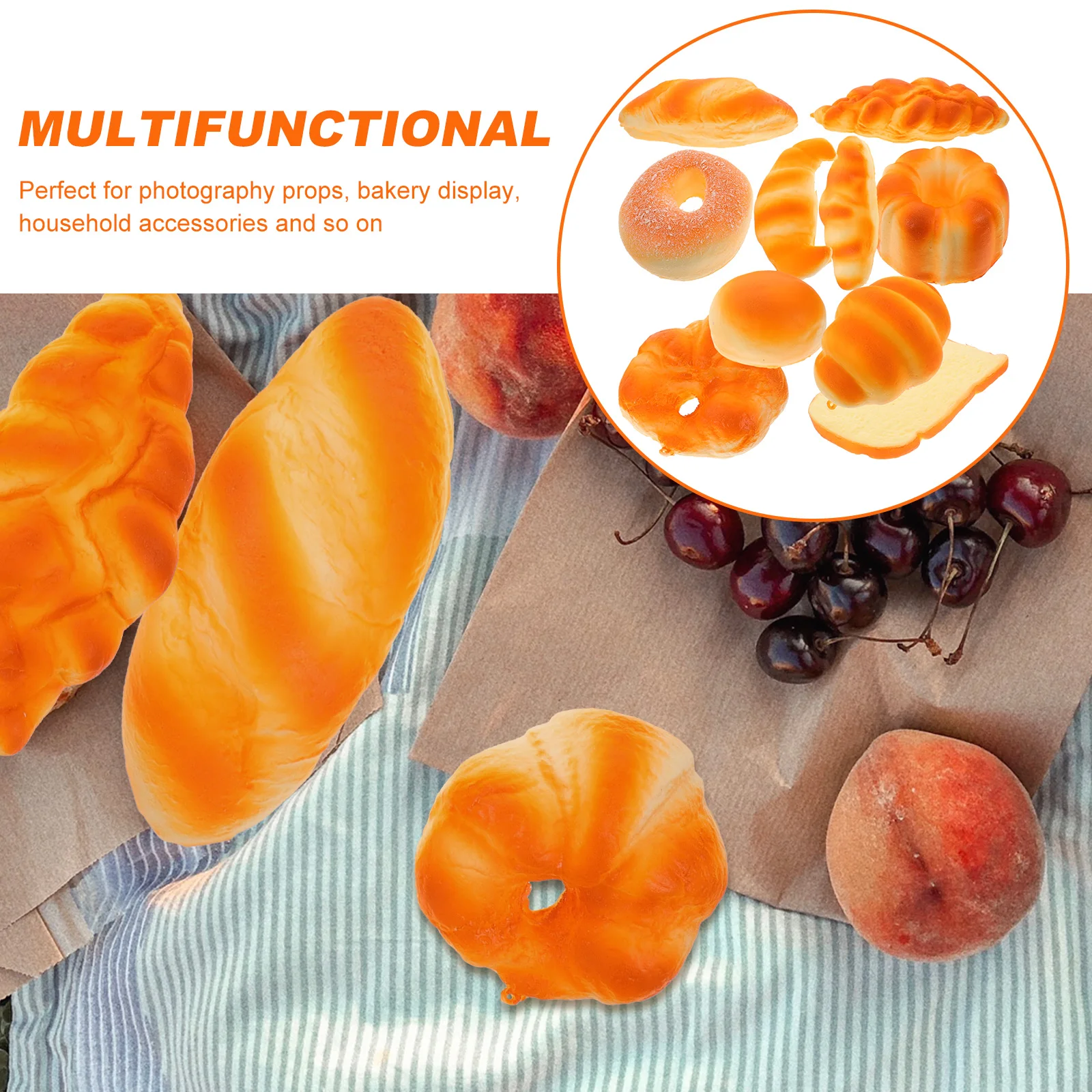 Simulation Bread Set PU Decorative Fake Food Props for Shop Display Photography Accessories Lifelike Toy Model Rebound Decor