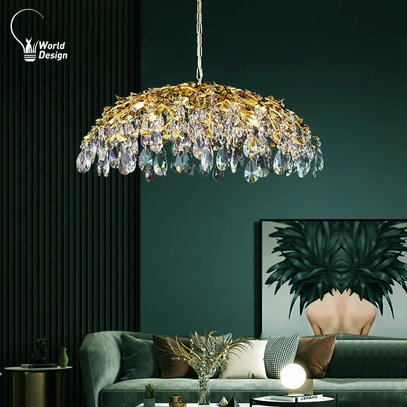 Italian Crystal Pendant Light Kitchen Lamp Ceiling Dining Room Pendant Chandelier Luxury Crystal  Large Living Room Chandelier