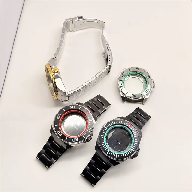 Gun Color King Samurai Watch Case For NH35 NH36 4R 7S Movement Crown at 3.0 Oclock 41*32mm Bezel Men Dive Watch Case 10ATM Water