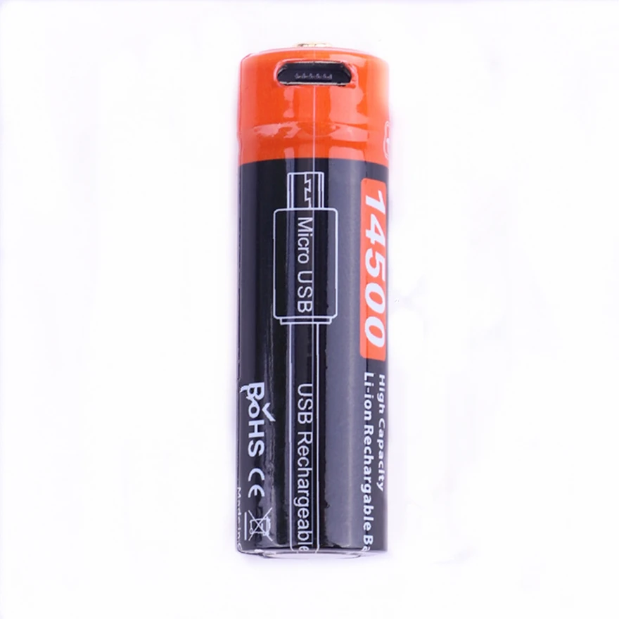 1pcs/lot New 3.7V 900mAh 14500 rechargeable lithium battery USB rechargeable flashlight dedicated AA lithium battery