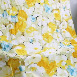 Yellow Flower Rayon Fabric Soft Viscose Material for Dress Shirt Spring Summer Sleepwear Bedding DIY Sewing Cotton Silk Fabric