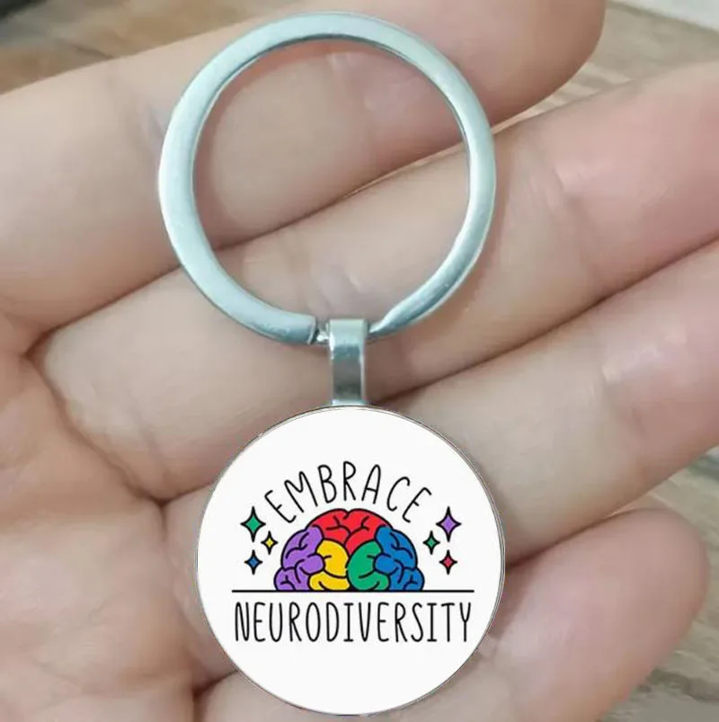 Embracing Neurodiversity Keychain - Retro Style Keychain, Psychologist Keychain