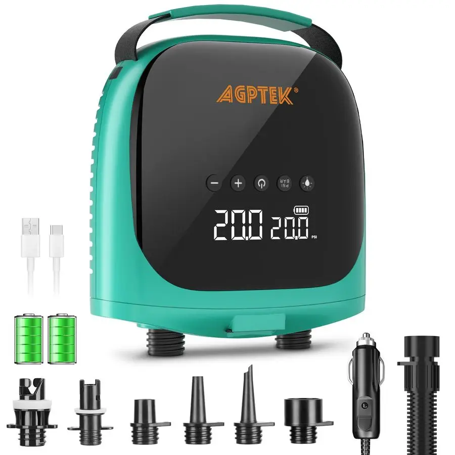 

Paddle Board Pump Electric Sup Air Pump 20PSI Portable, AutoOff 12V DC Car Connector for Inflator amp Deflator Inflatable Stand