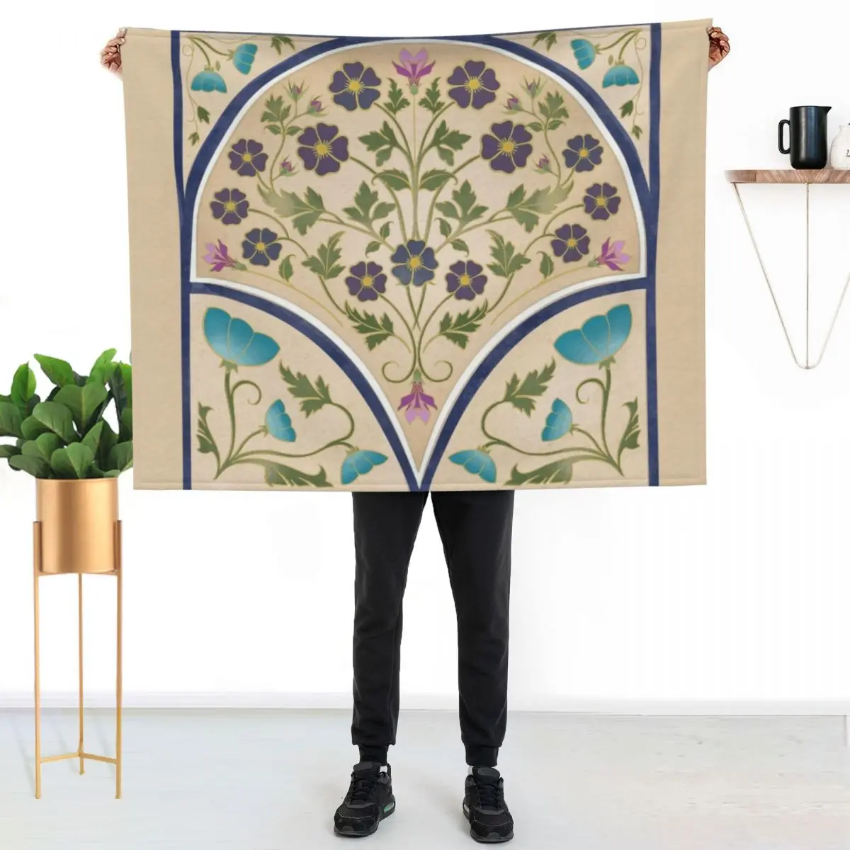 Art Nouveau Morning Glory Garden Throw Blanket Sleeping Bag Furrys Luxury Designer Travel Sofas Thermals For Travel Blankets