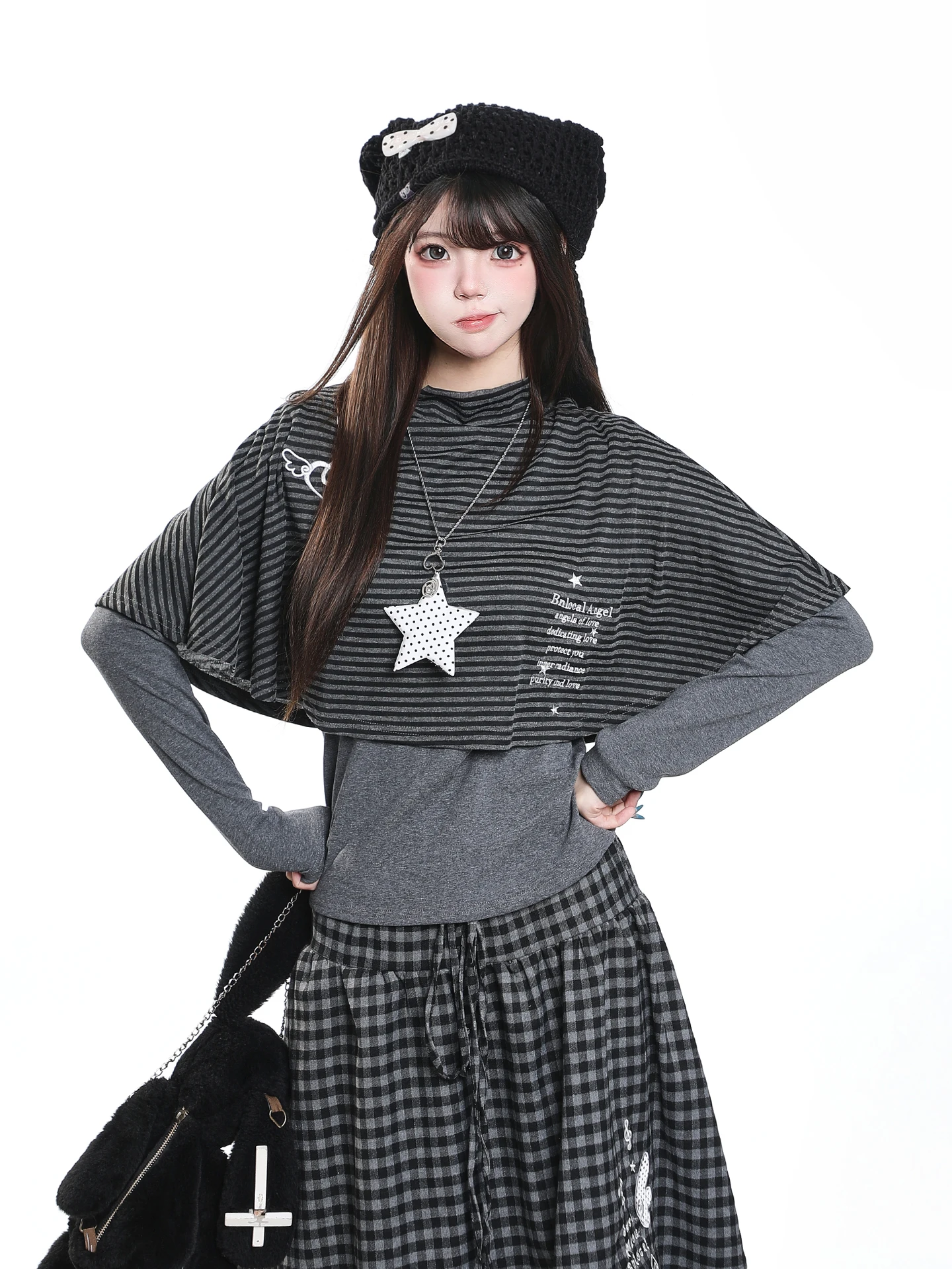 American Retro Casual Striped Print Long Sleeve Women's T-shirt Autumn Slim Design Beautiful Top Breathable Comfortable Skin-...