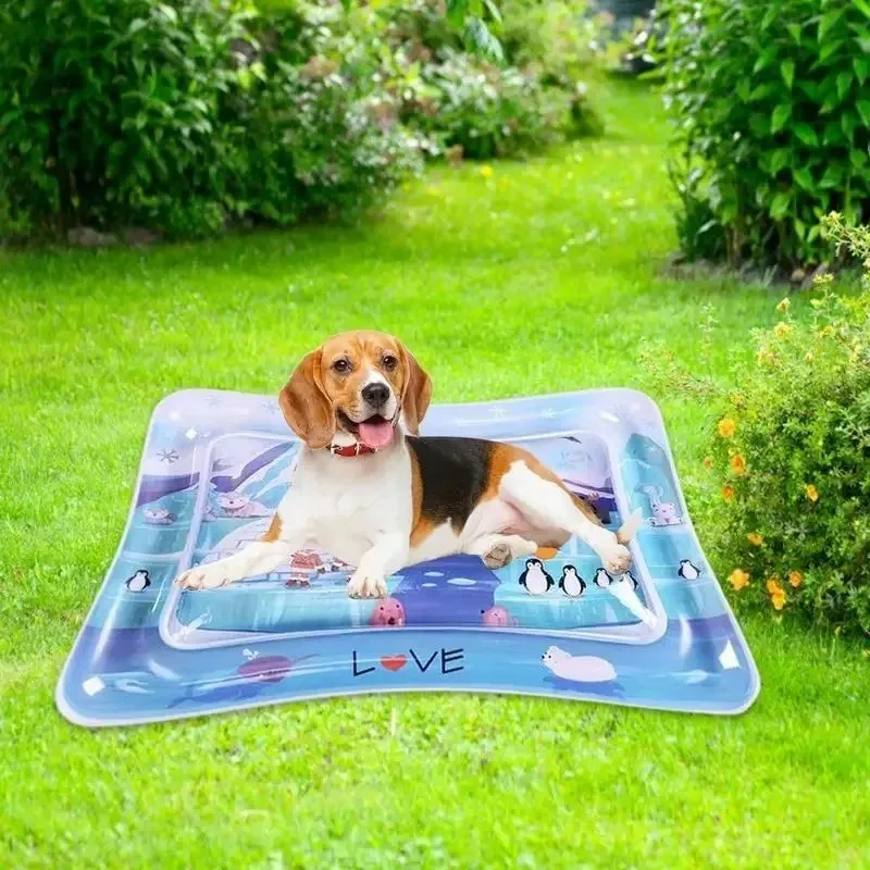 Inflatable Baby Crawling Mat Summer Cooling Water Sensory Play Bed Pet Pat Play Ocean Fish Water Cushion Cat Dog Interactive Toy