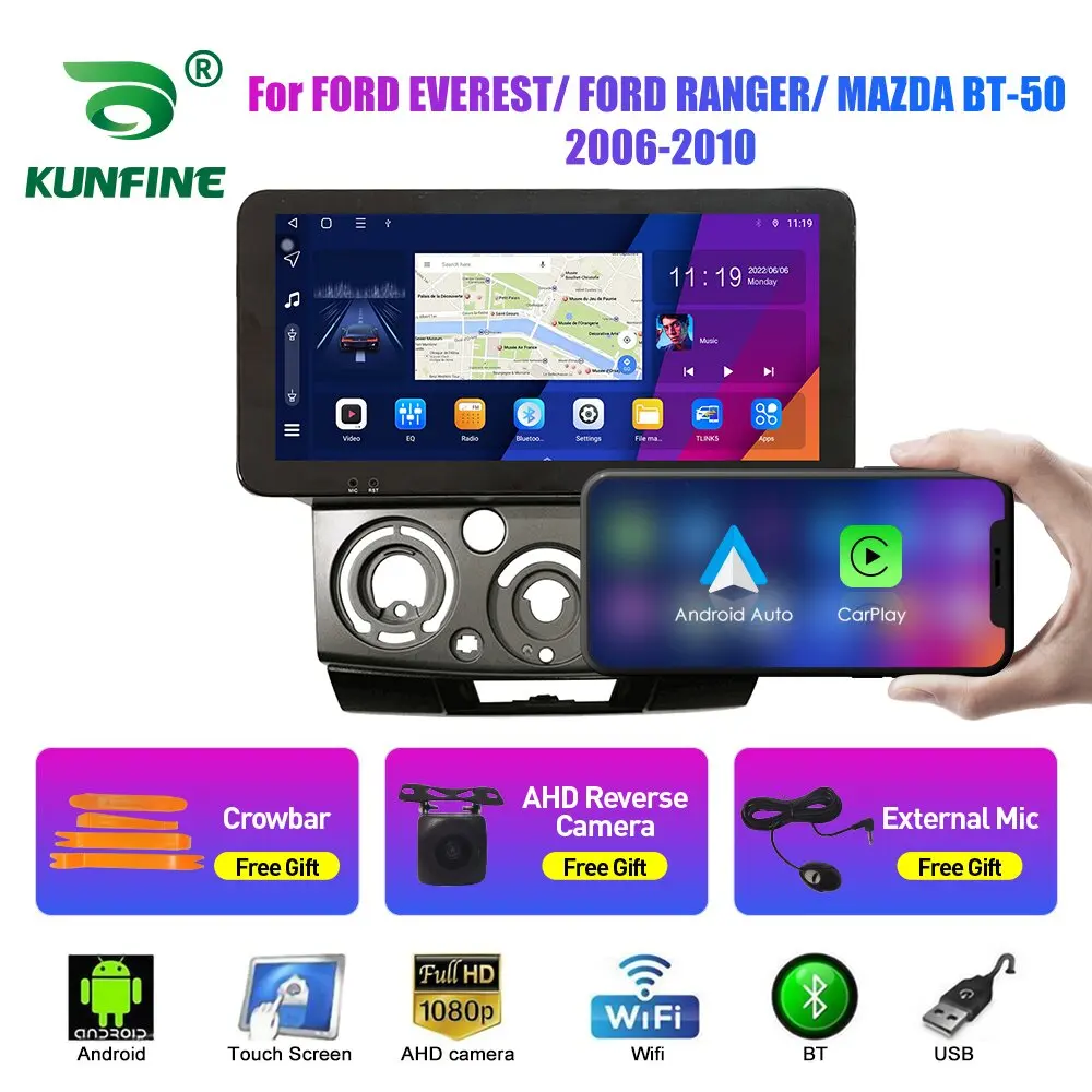 

10,33-дюймовый автомобильный радиоприемник для FORD EVEREST RANGER MAZDA BT-50 2Din Android, восьмиядерный автомобильный стерео DVD, GPS-навигатор, плеер QLED