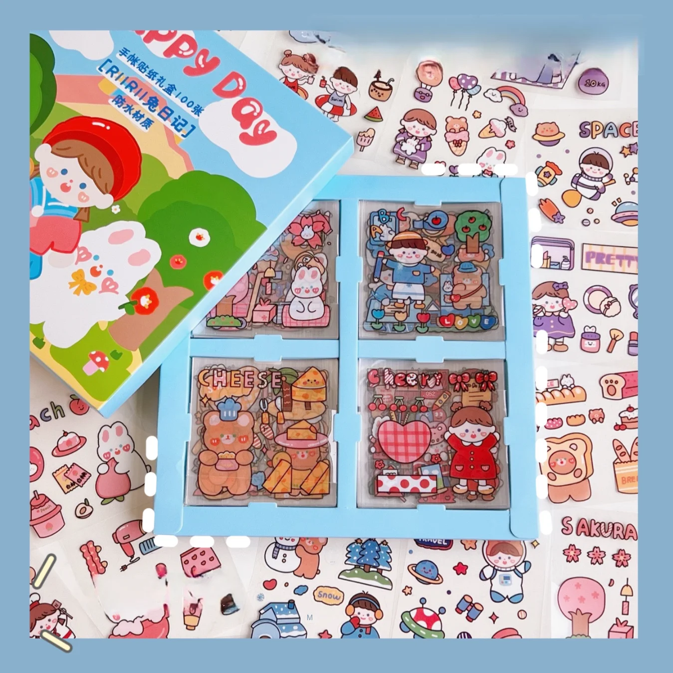 20/100 PCS Cute Cartoon Handbook Sticker Gift Box Girl and Paper Handbook Material Decoration Small Pattern Sweet