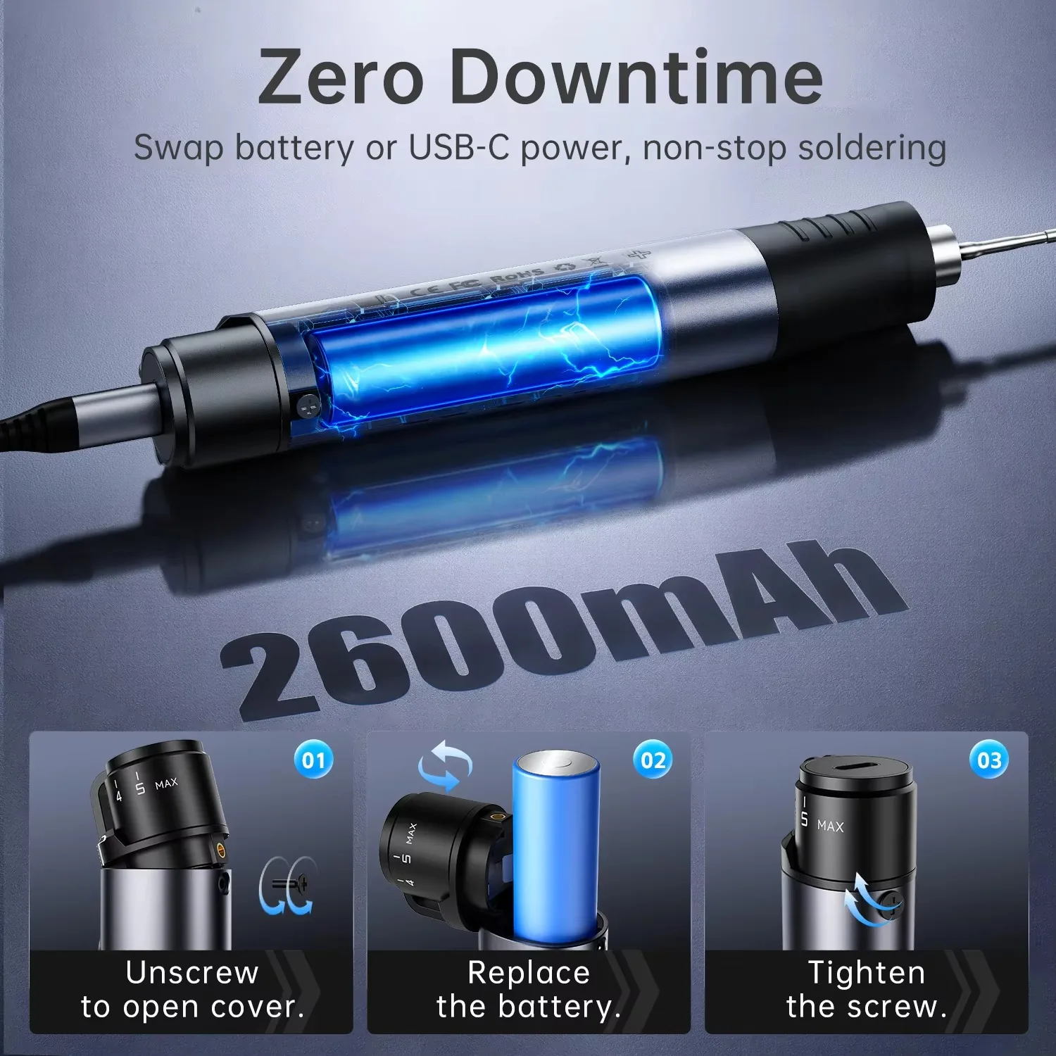 FNIRSI HS-03 Cableless Soldering Iron 10W Type-C 100-450℃ Adjustable Temperature Soldering Pen Portable Repair Welding Tools view 4