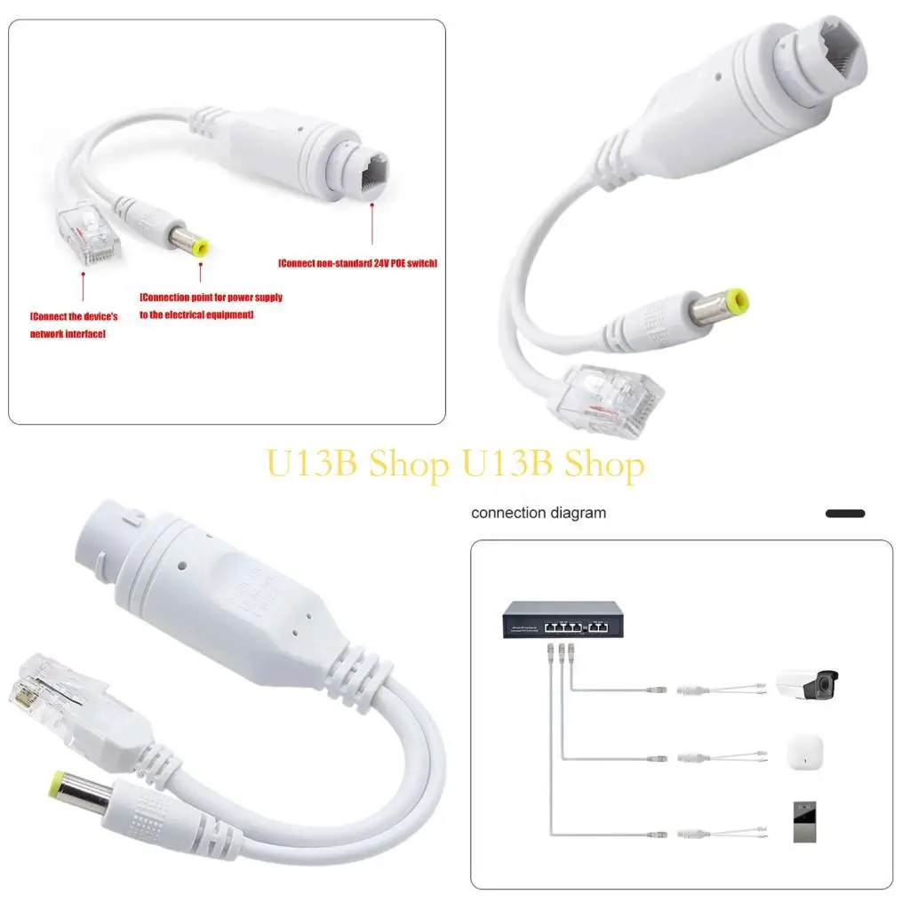 U13B High Efficiency 24V To 12V POE Splitter For Outdoor Surveillances Systems