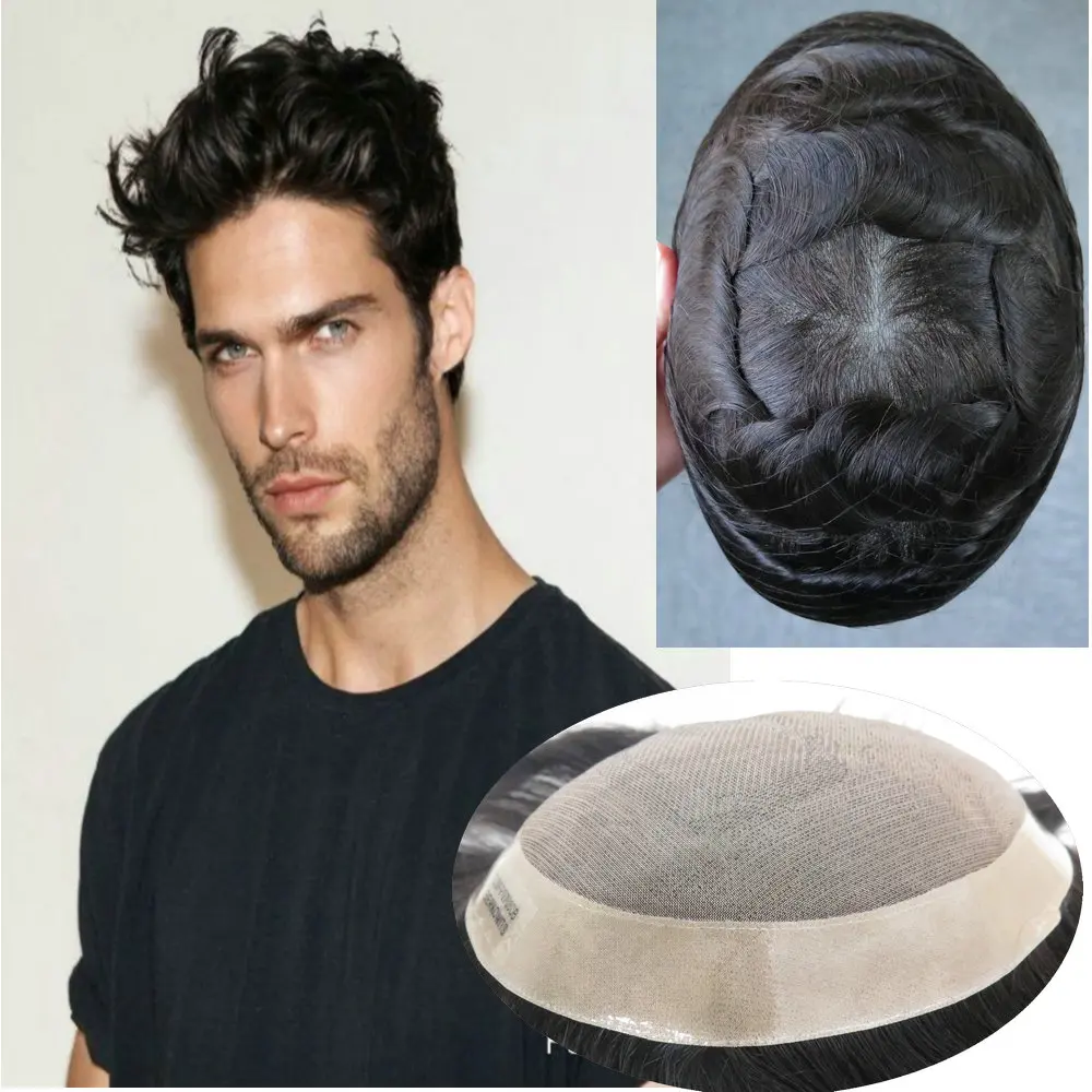 

Capillary Male Hair Mono & PU Base Wig Human Hair Durable Male Hair Prosthesis Toupee Men Hair Replacement Breathable System