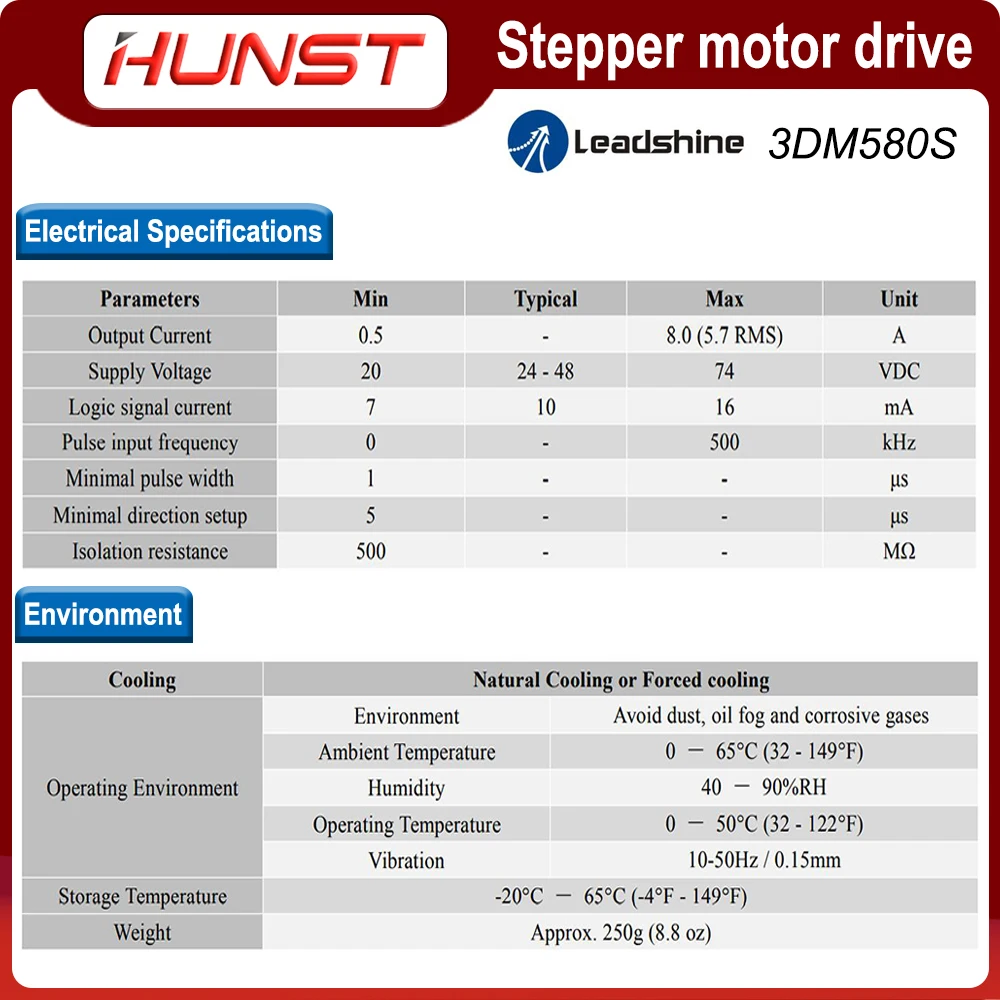 Imagem -05 - Leadshine Stepper Driver para Máquina de Gravura Cnc Phase Stepping Motor 3dm580s Nema 23 34 57 86