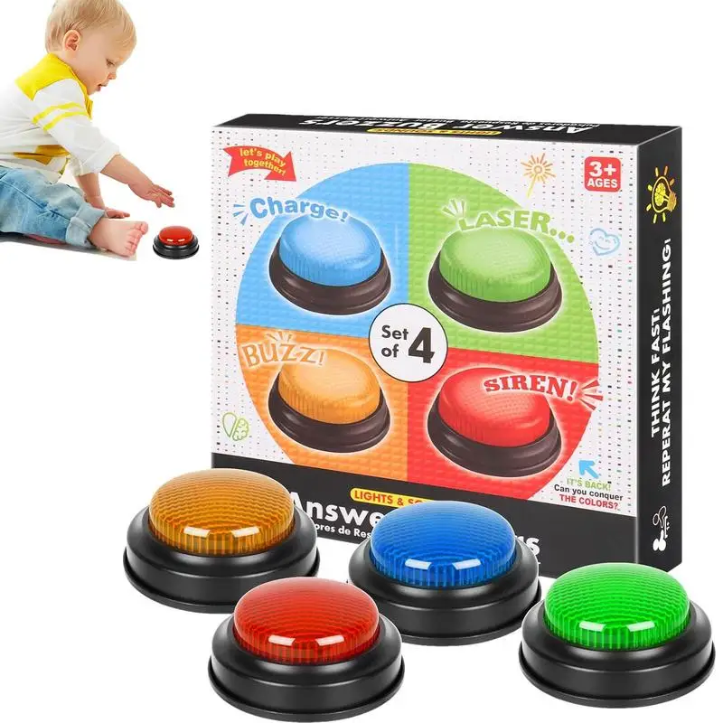 Game Buzzer Alarm 4-Piece Educational Game Show Answer Button Family Night Answering Buzzer For Guessing Debate Voting