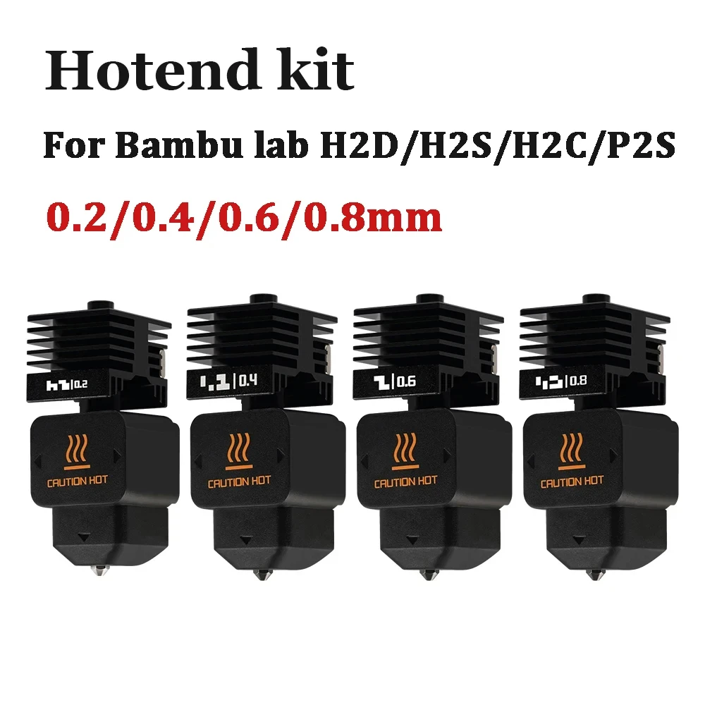 

Новый высококачественный комплект Hotend P2S H2D H2S H2C с насадкой из закаленной стали 0,2/0,4/0,6/0,8 мм, сменный комплект Hotend для Bambu A1/A1mini