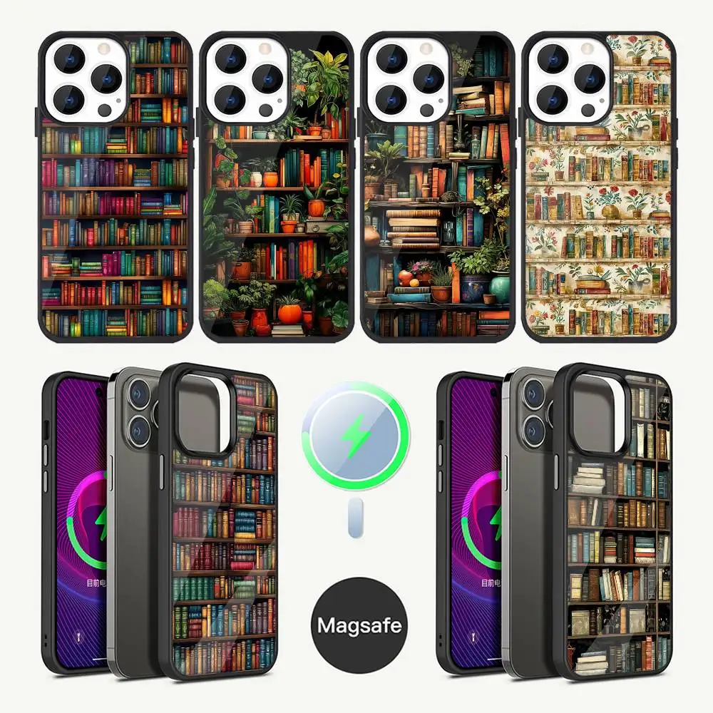 

Creative Bookshelf Phone Case For iPhone 17,16,15,14,13,12,11,Plus,Pro,Max Mini Magsafe Magnetic Wireless Charging