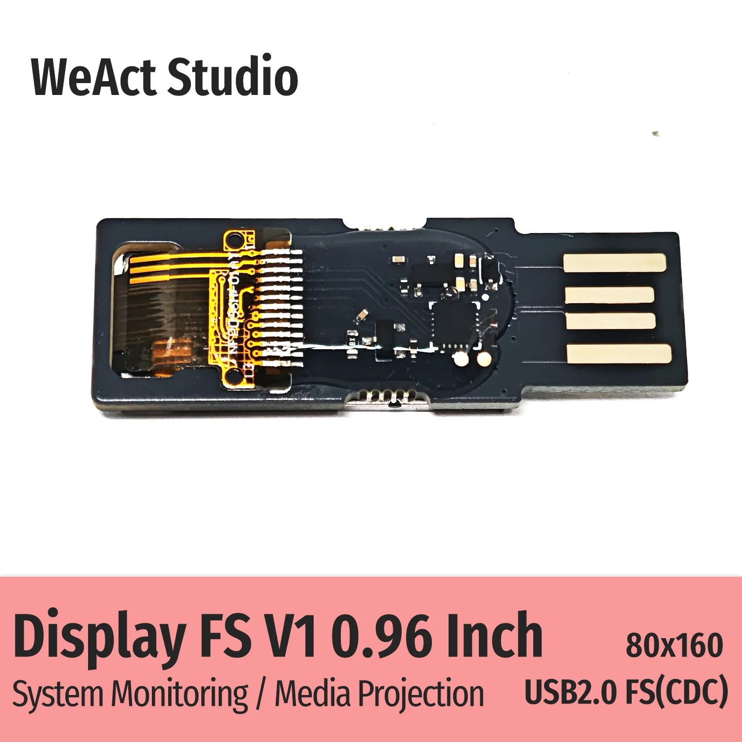 WeAct 0.96 Inch USB Secondary Screen for Computer CPU GPU RAM HDD Display 80*160 System Monitor Photo Album
