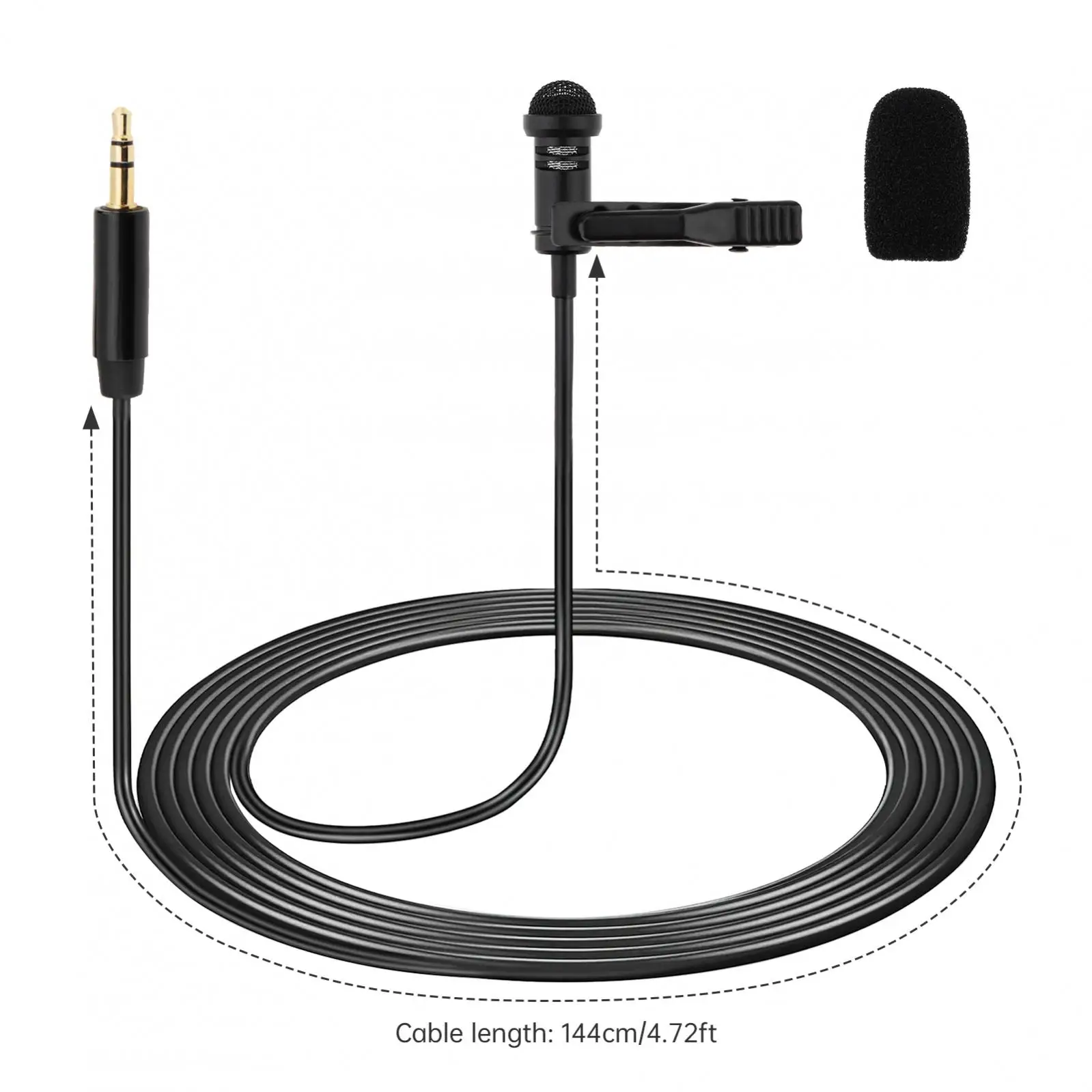 Czarne mikrofony Lavalier pasujące do mikrofonu DJI 2/3 Rode Wireless Pro / Wireless GO 2, dookólnego mikrofonu Lav Lapel do noszenia — zdjęcie produktu 2