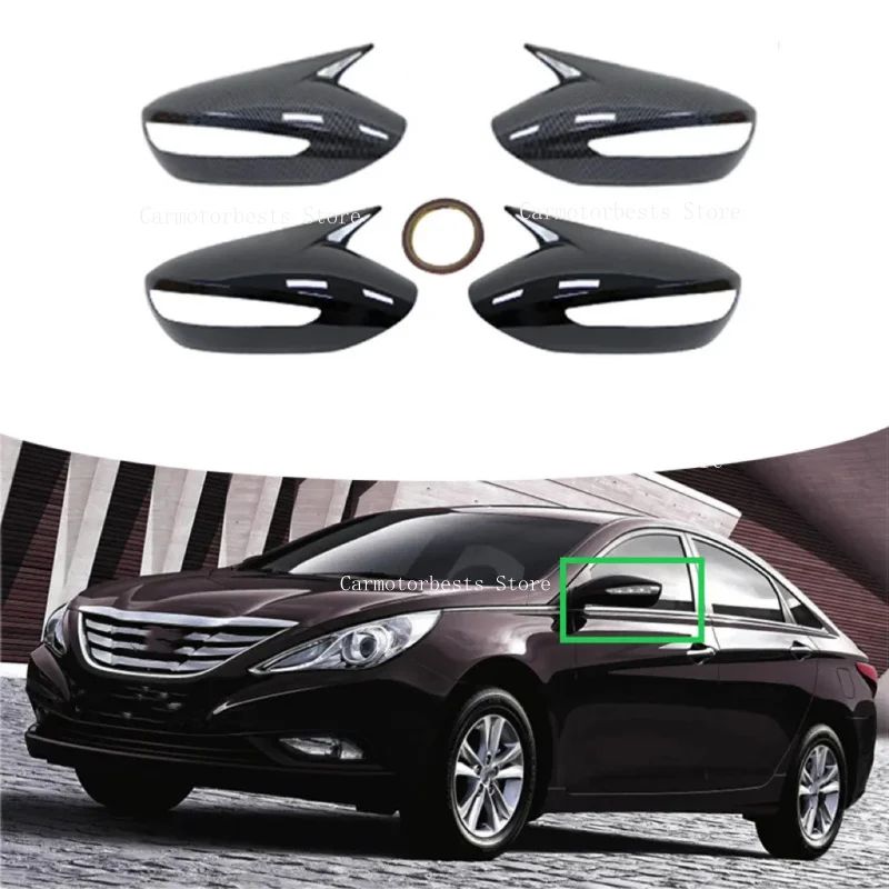 Car Rearview Side Mirror Cover   Wing Cap Fit For Hyundai Sonata DN8 2011-2014 Exterior Rear View Case Trim Shell Carbon Fiber