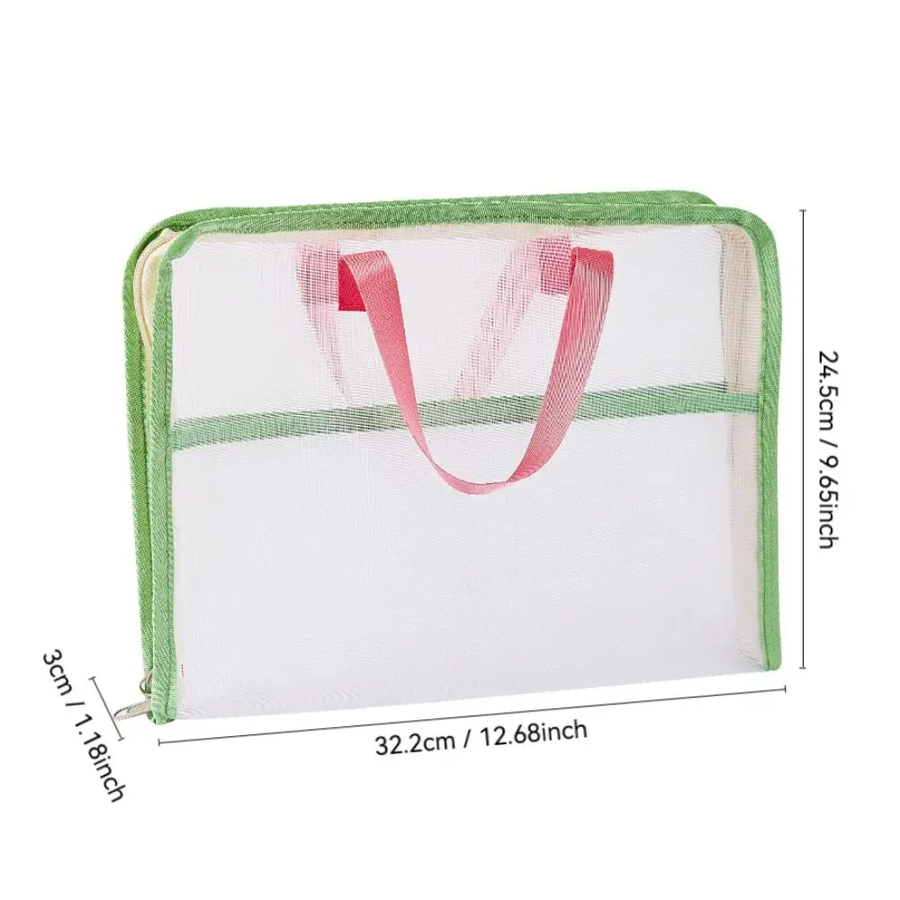 Borsa per documenti A4 portatile color caramello Borsa per documenti di grande capacità in rete Borsa per documenti trasparente per cancelleria Materiale scolastico