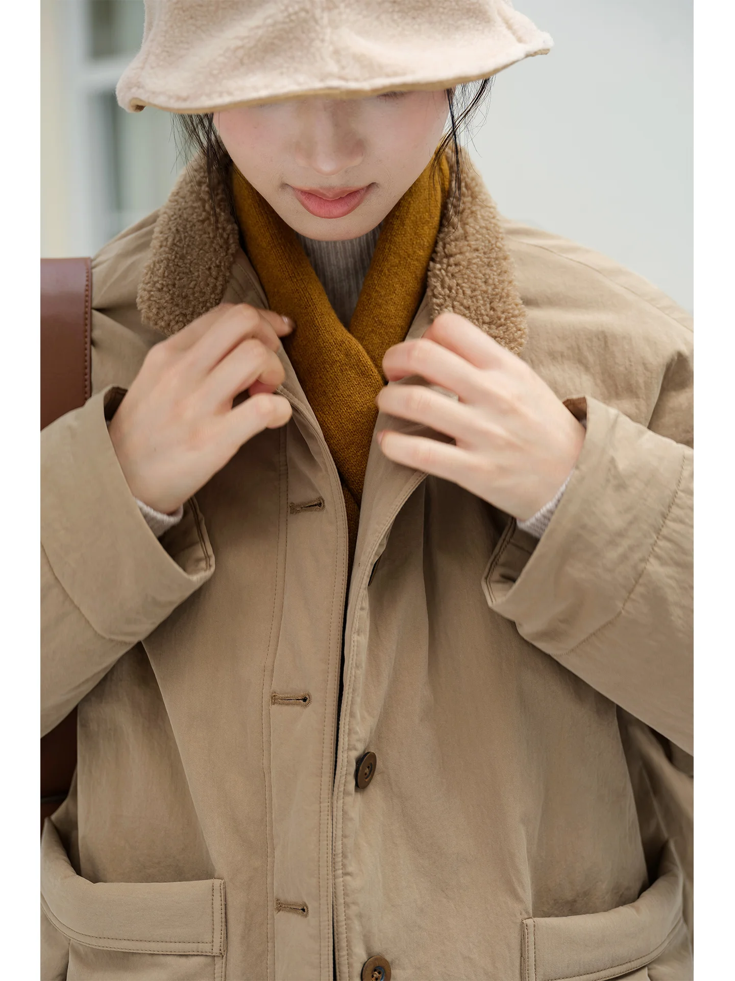 

Thiened Lamb Velvet Collar Cotton Jaet Women's Warm Coat ort Outerwear Autumn Winter Faion Vintage Sle Long Sve
